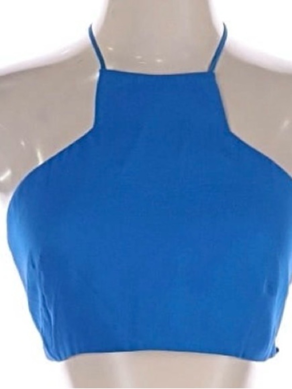 Milly tie back Blue High-Neck Crop Top